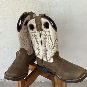 Children's Western Boots in Brown and Cream